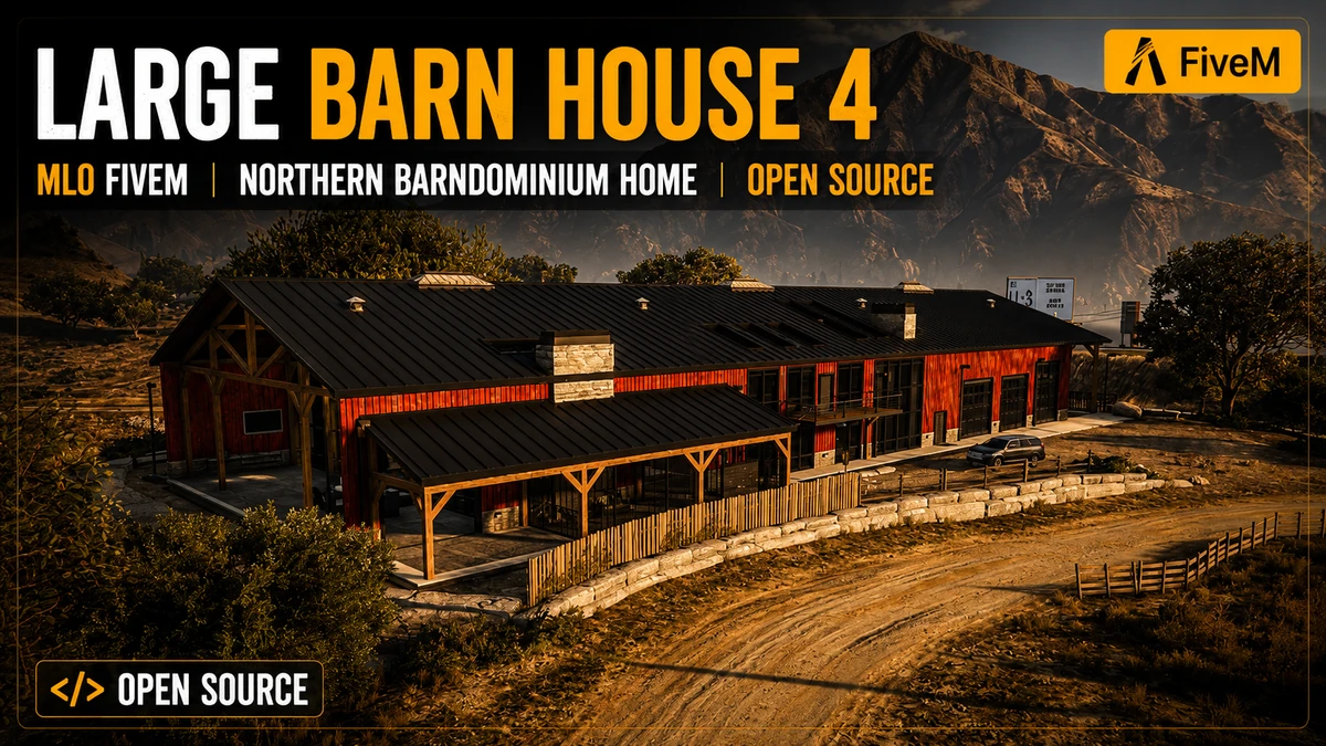 Large Barn House 4 MLO FiveM | Northern Barndominium Home | Open Source